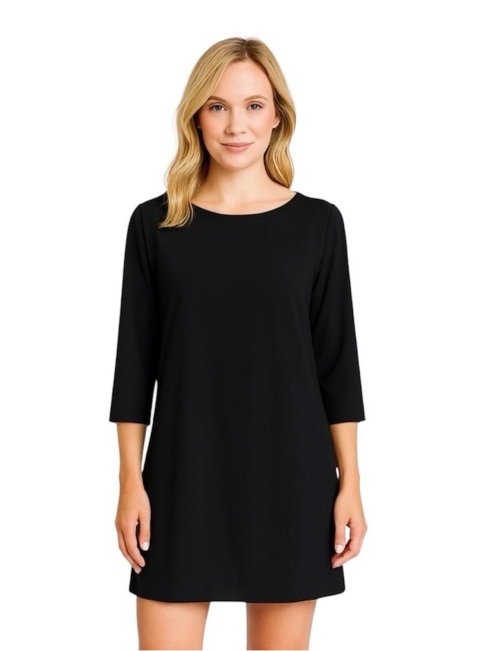 Tildon Black Shift Dress 3/4 Sleeve Relaxed Fit Minimalist Capsule Clean EUC XS